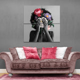 Abstract Floral Girl (4 Panel-II) Square Wall Art