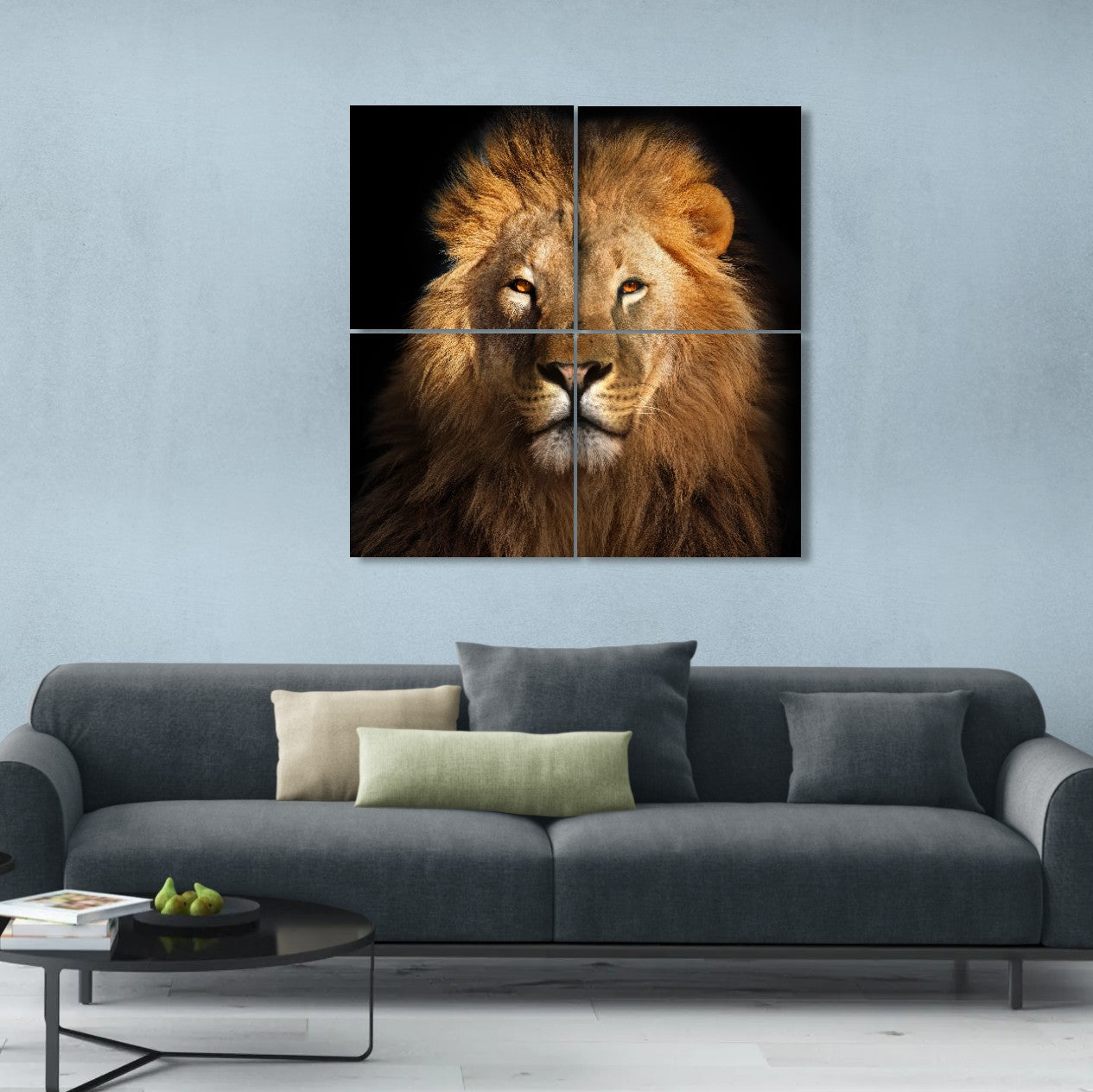 Majestic Male Lion (4 Panel-II) Square Wall Art