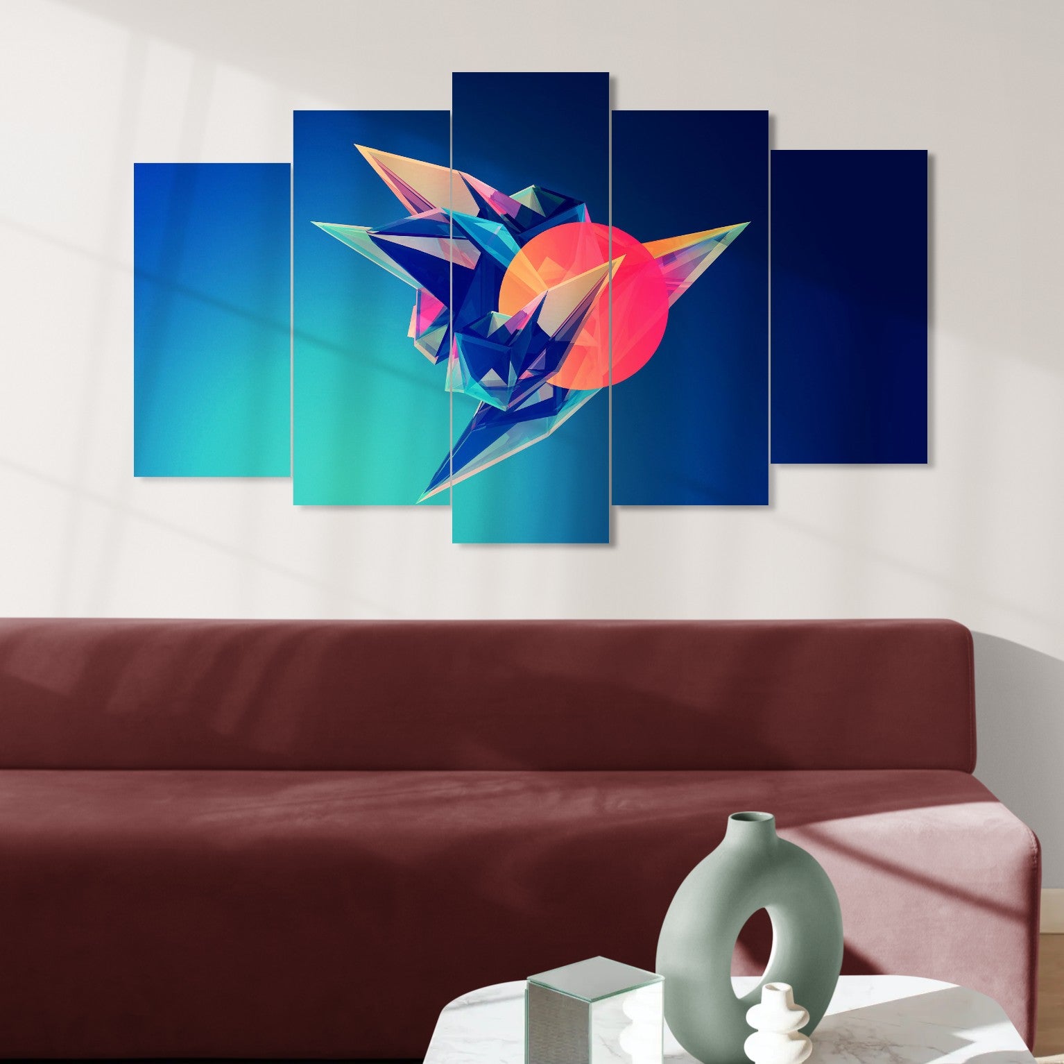 Abstract Minimalist Polygonal (5 Panel-II) Abstract Wall Art