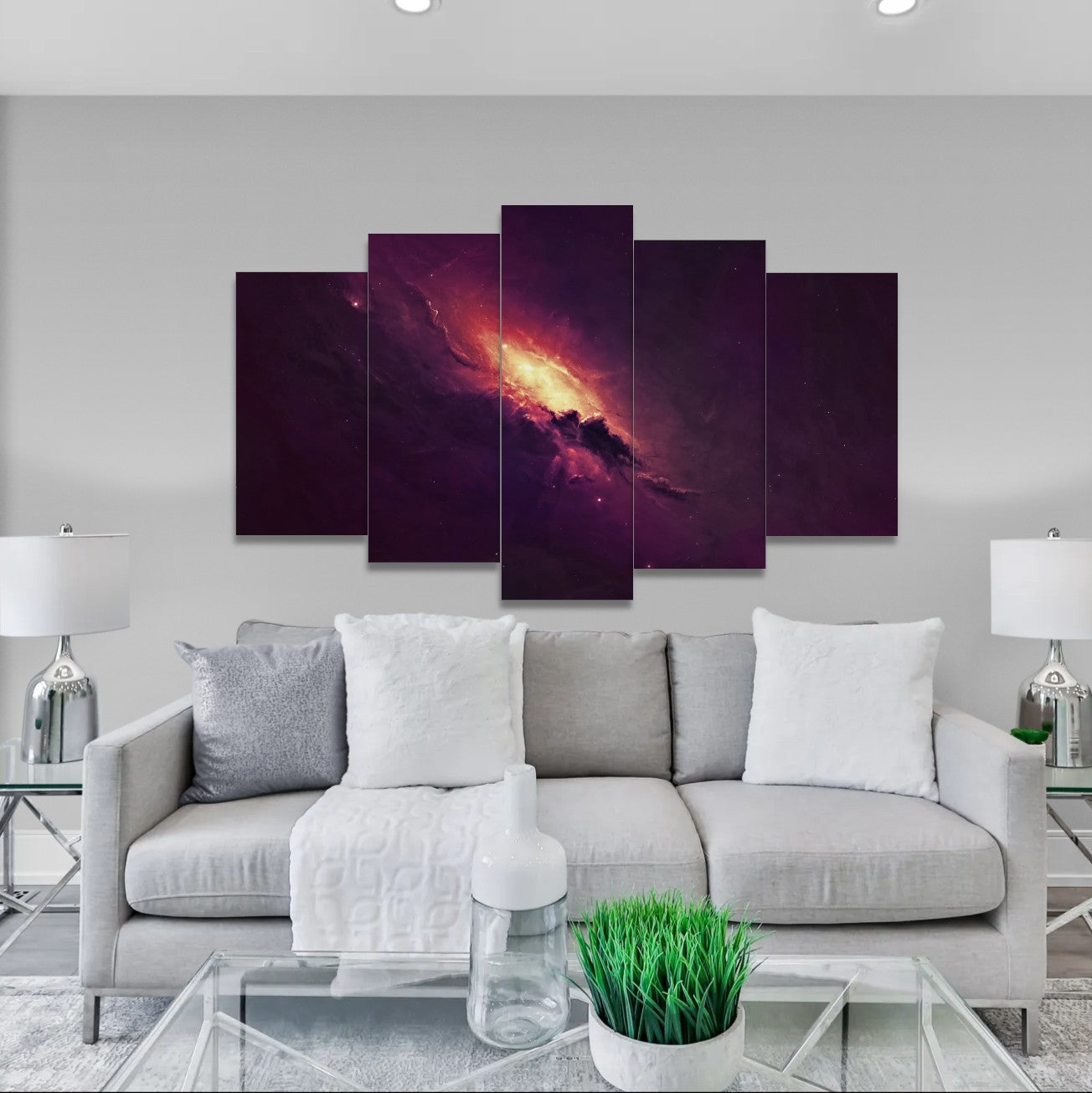 colorful abstract universe (5 Panel-II) Landscape Wall Art
