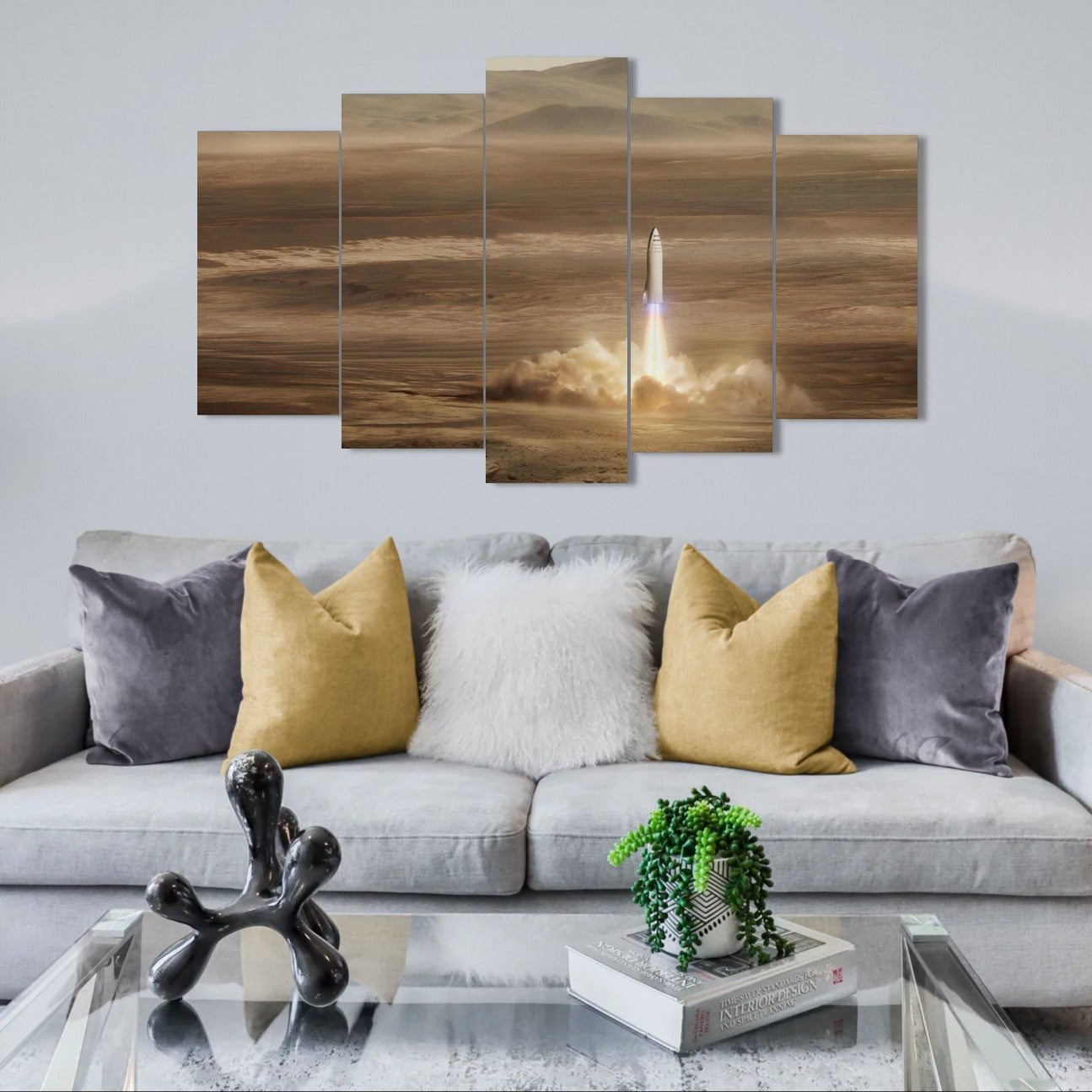 Space Shuttle Launching (5 Panel-II) Landscape Wall Art