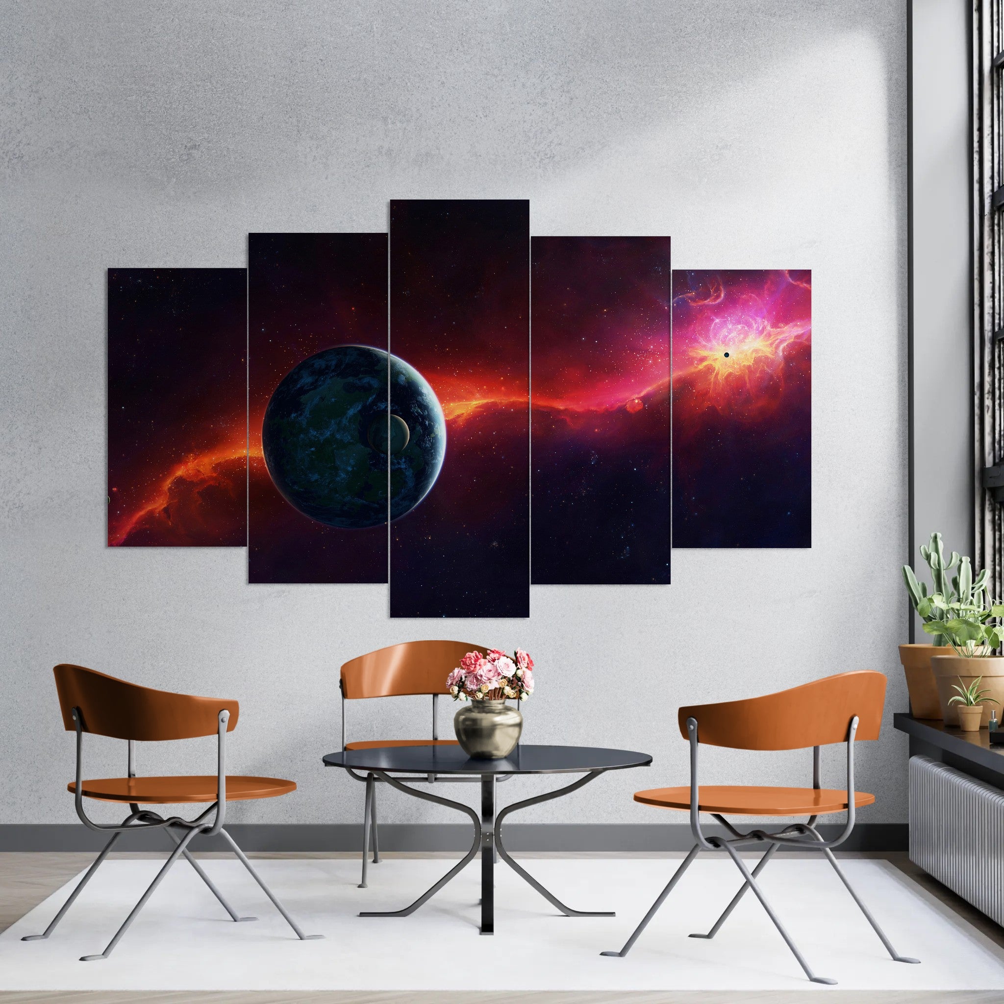 Planet and Astronomy (5 Panel-II) Landscape Wall Art