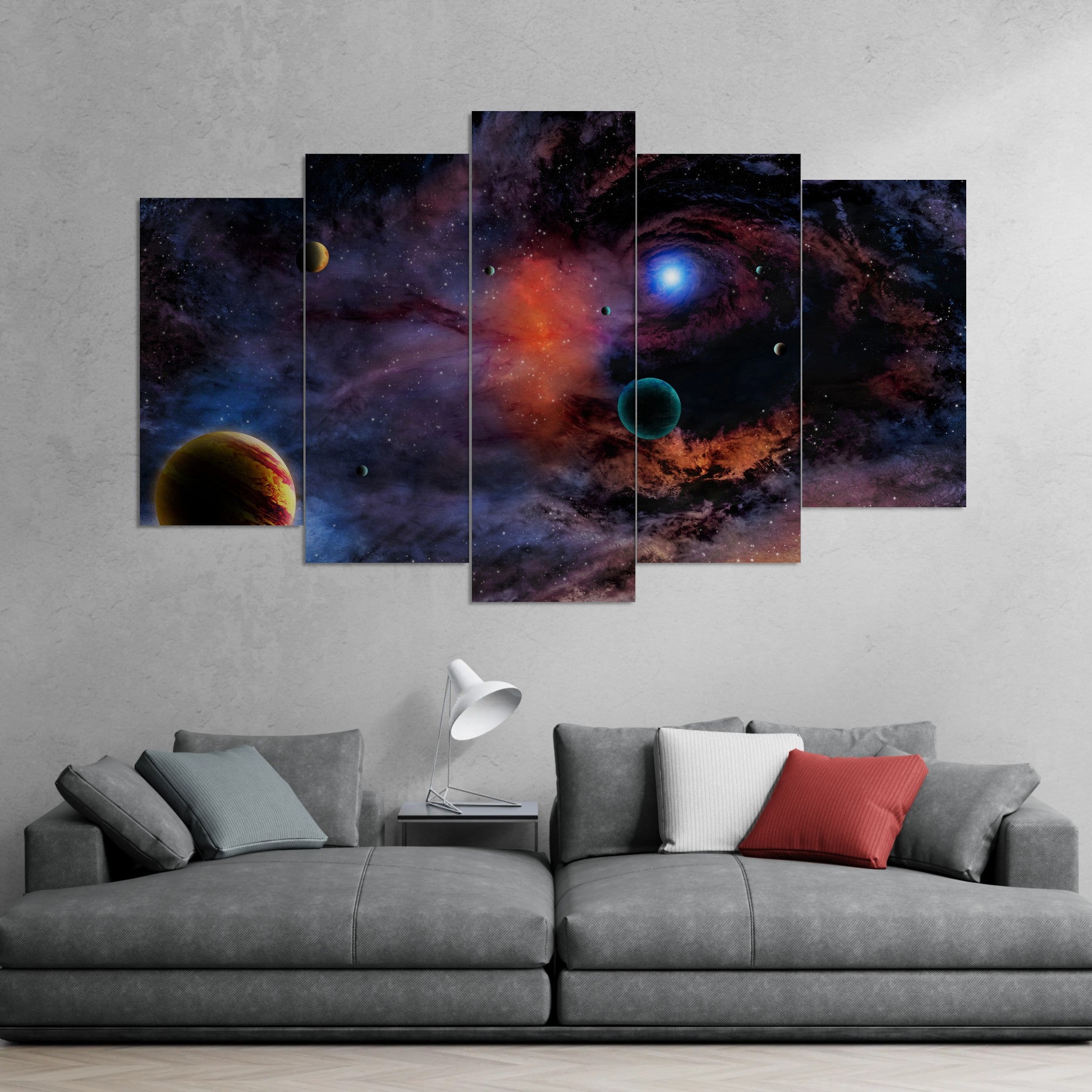 Galaxy Outer Space Universe (5 Panel-II) Landscape Wall Art