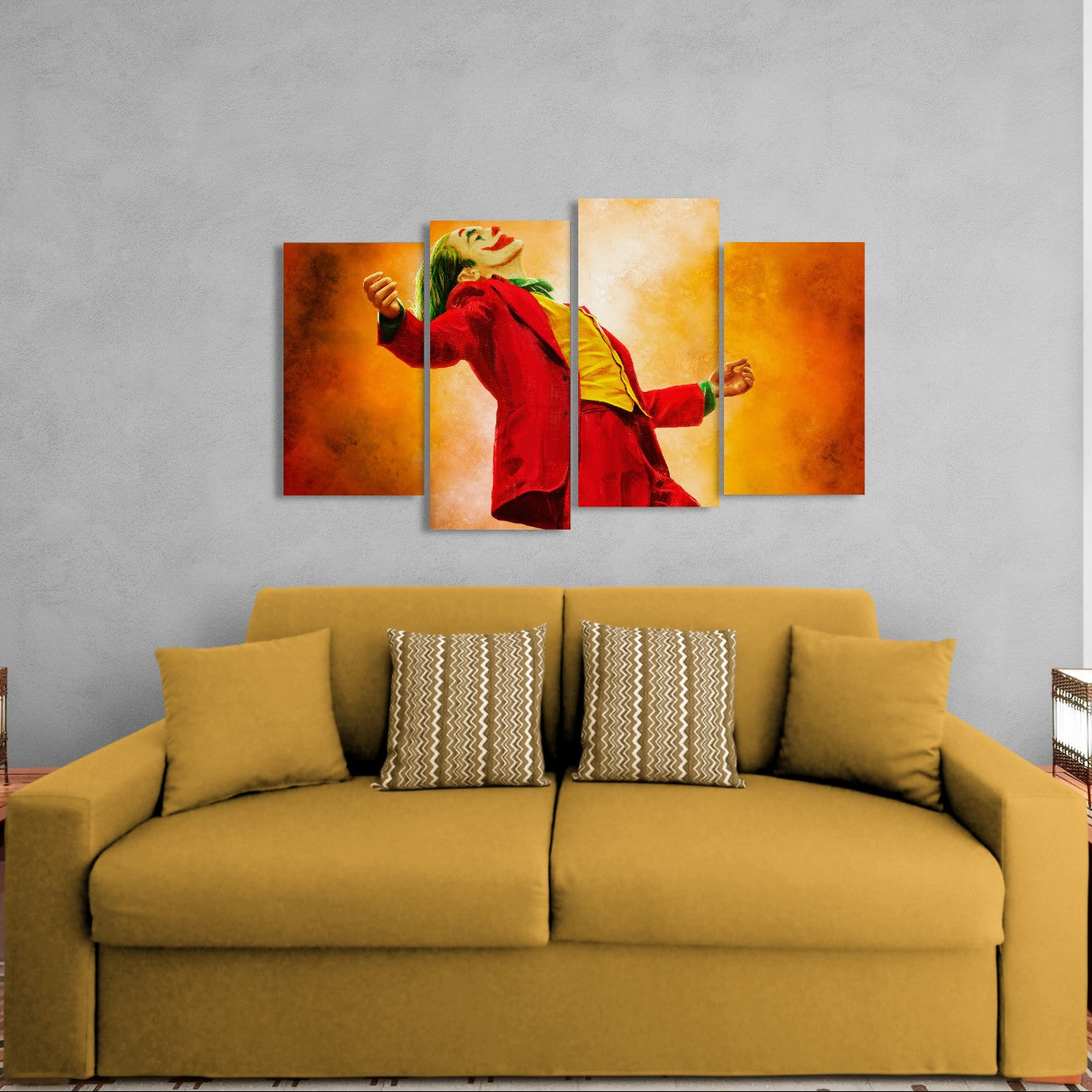 Joker Joaquin Phoenix Concept (4 Panel-II) Movies Wall Art