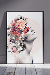 Flower Head And Woman Poster | Floral Poster Wall Art