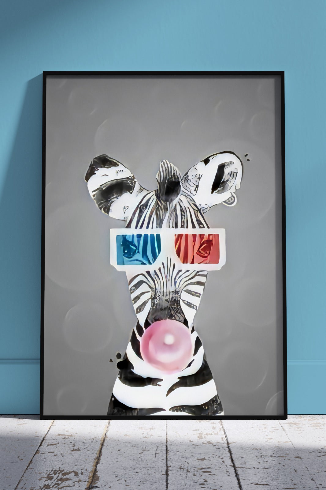 A zebra with Colorful sunglasses | Kids Poster Wall Art