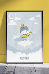 Little boy on a cloud 002 | Kids Poster Wall Art