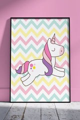 cute unicorn with rainbow | Kids Poster Wall Art