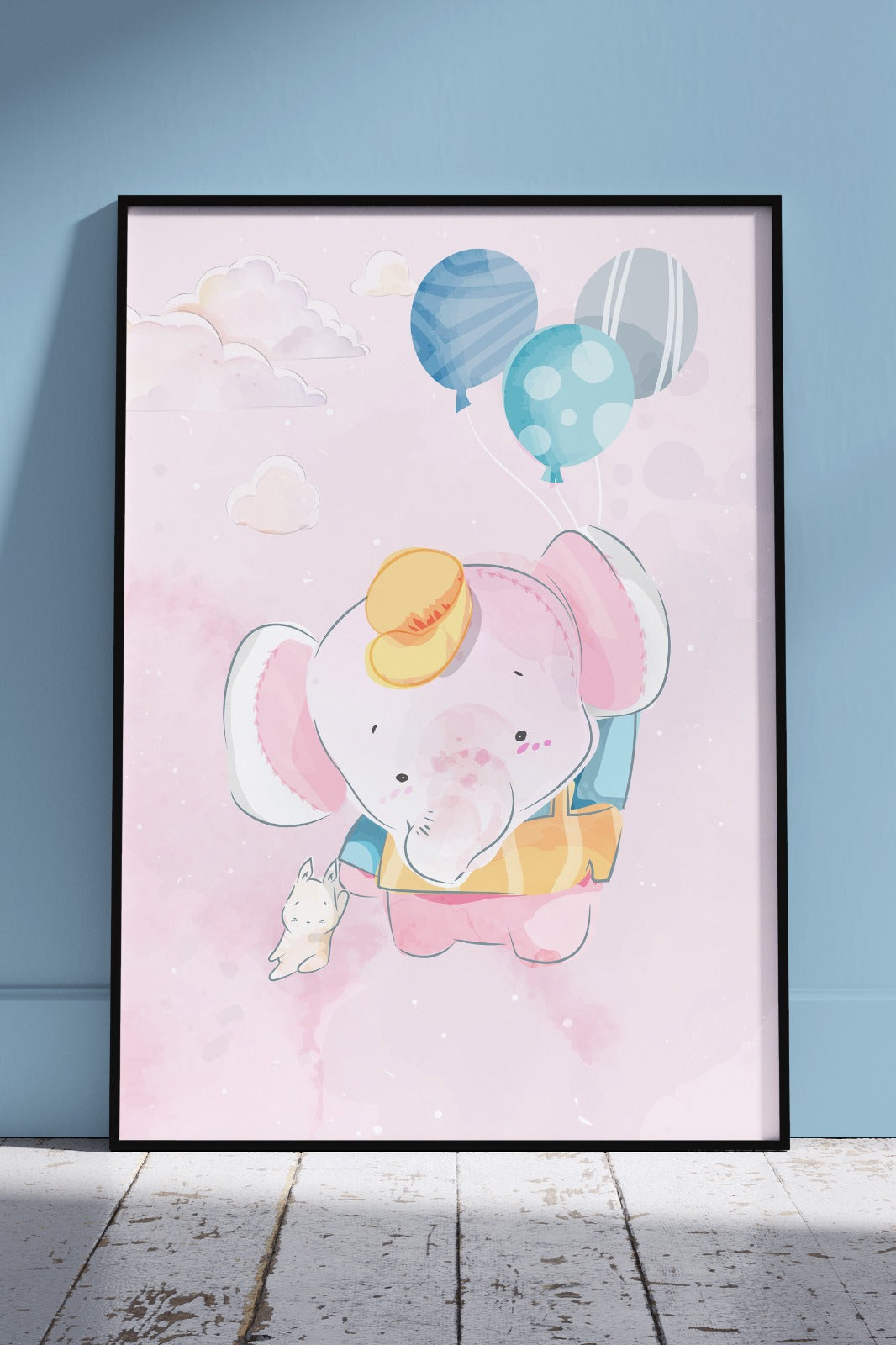 Elephant with Balloon | Kids Poster Wall Art