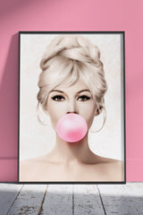 Brigitte Bardot blowing Bubblegum | Girlish Poster Wall Art