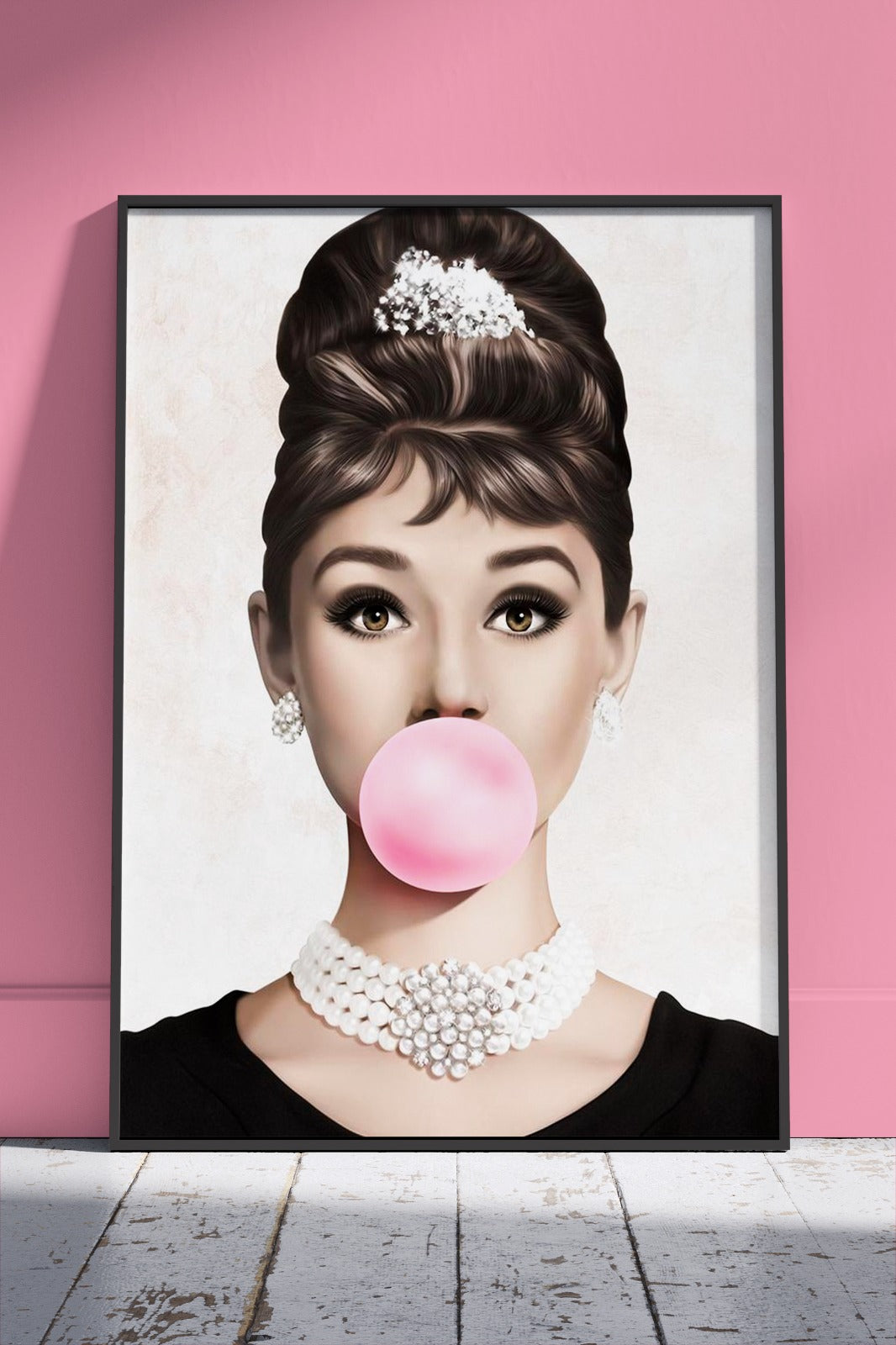 Audrey Hepburn Pink Bubble Gum | Girlish Poster Wall Art