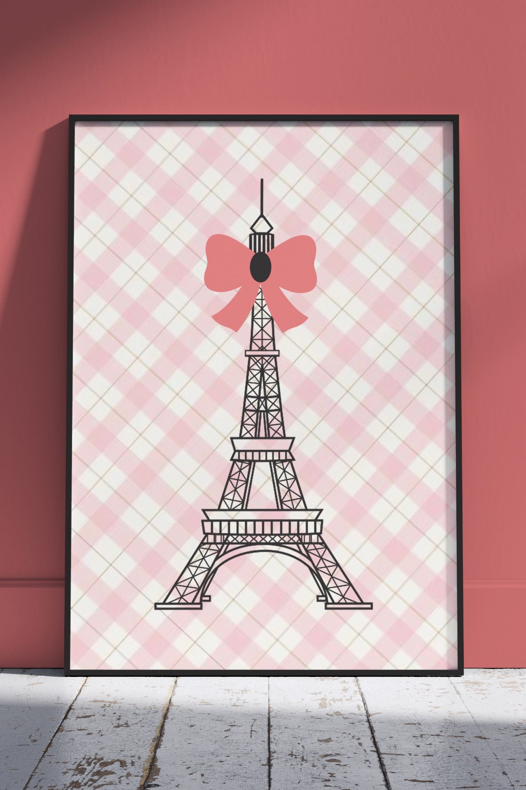 Paris Eiffel Tower With Pink Bow | Girlish Poster Wall Art