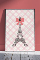 Paris Eiffel Tower With Pink Bow | Girlish Poster Wall Art