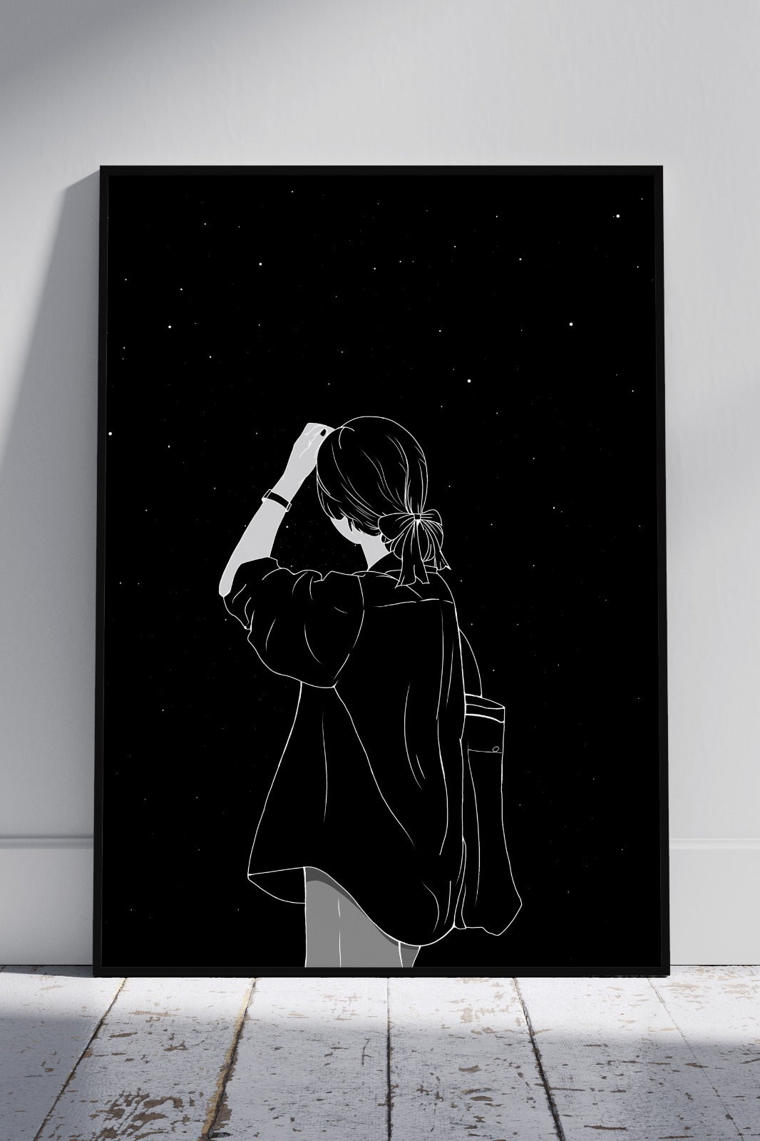 Dark Aesthetic Black & White Minimal Art | Girlish Poster Wall Art