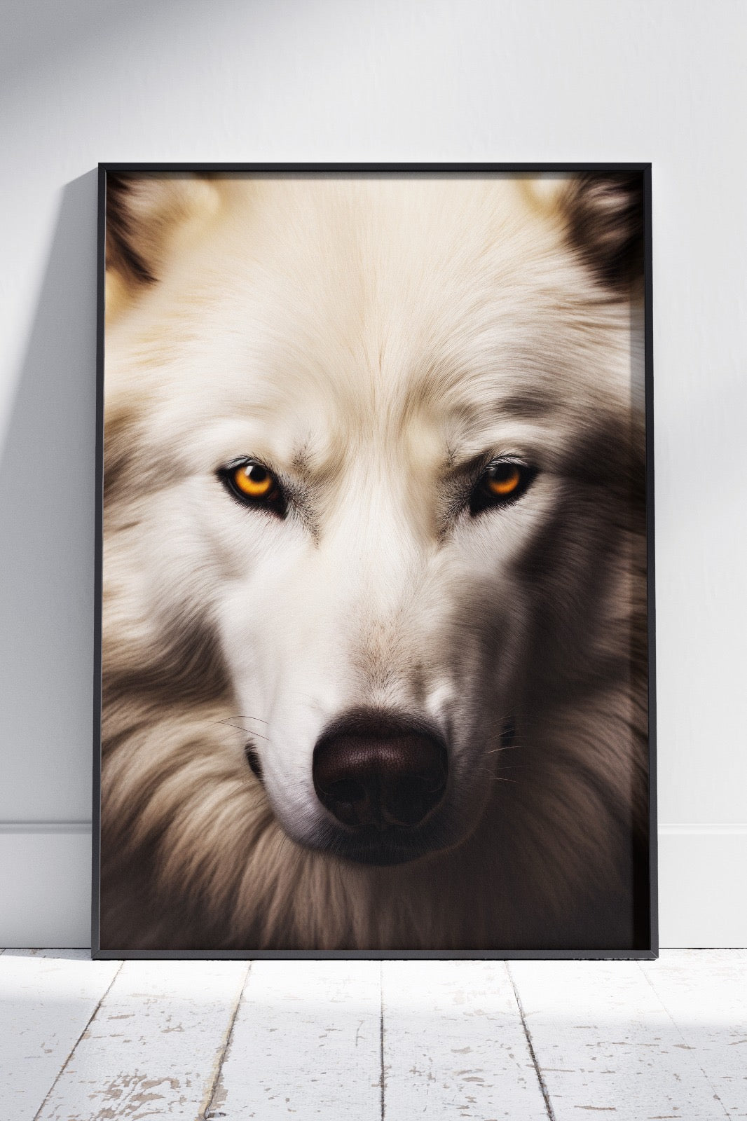 Wolf In White And Gold | Animal Poster Wall Art