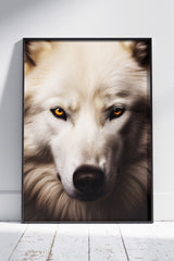 Wolf In White And Gold | Animal Poster Wall Art