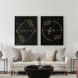 Love in Black - Amore Fe - Minimalist (2 Panel) Abstract Wall Art