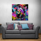 Cool Colorful Lion Pop Art (4 Panel-II) Square Wall Art