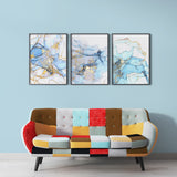 Light blue and gold marble abstract 004 (3 Panel) Abstract Wall Art