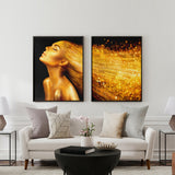 African Black & Gold Women (2 Panel) Abstract Wall Art