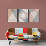 Modern Geometric Marble Pink Rose (3 Panel) Abstract Wall Art