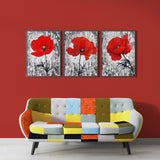 Modern Abstract Art Red Poppy (3 Panel) Abstract Wall Art