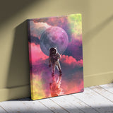 Astronaut and moon water reflection