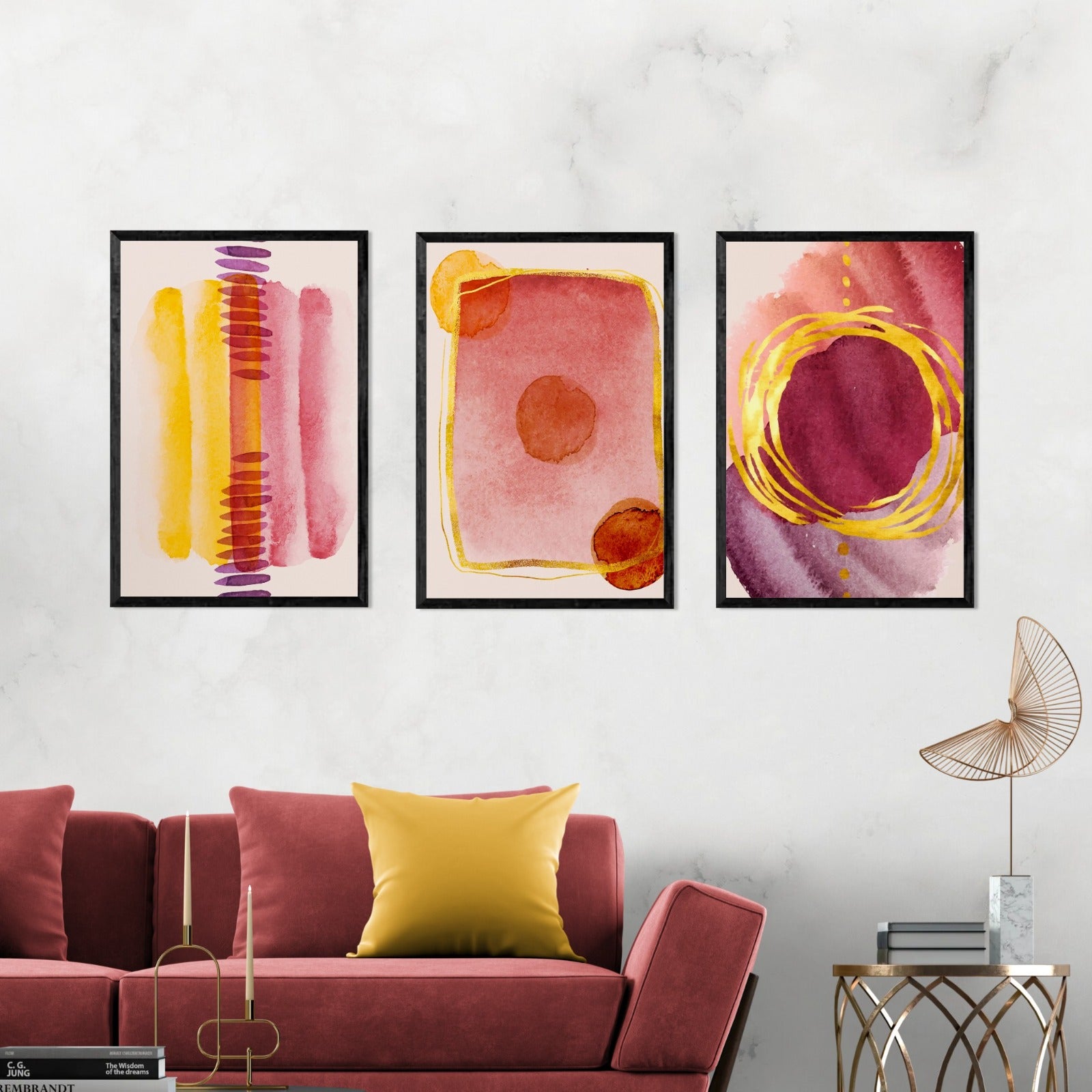 Abstract background with watercolor stains (3 Panel) Abstract Wall Art