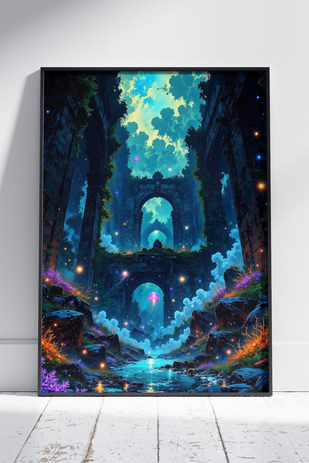 fantasy landscape with a lake | Ai Artworks Poster Wall Art