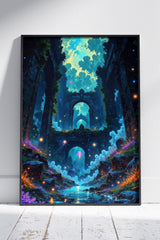 fantasy landscape with a lake | Ai Artworks Poster Wall Art