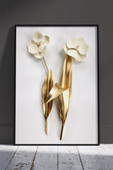 golden plant leaves flowers Poster | Black & Gold Poster Wall Art