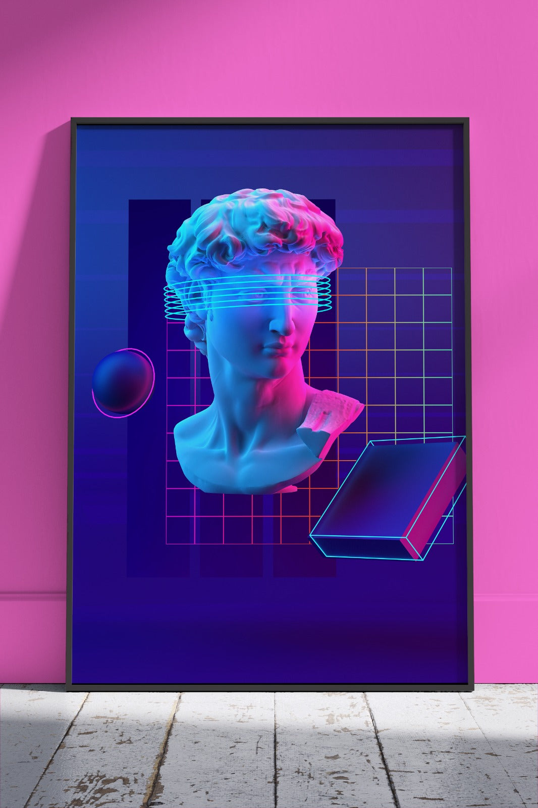 Abstract Davids Bust Neon | Poster Wall Art