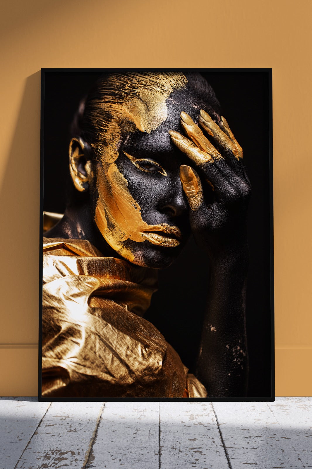 Artistic Black Woman Adorned with Gold | Black & Gold Poster Wall Art