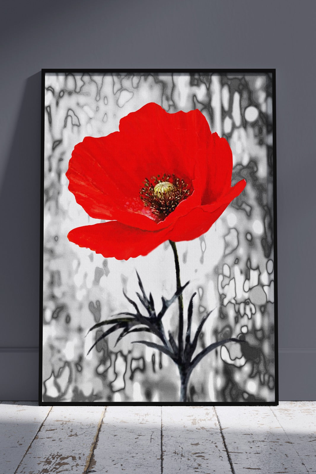 Cheap Modern Abstract Art Red Poppy Flower 002 | Floral Poster Wall Art