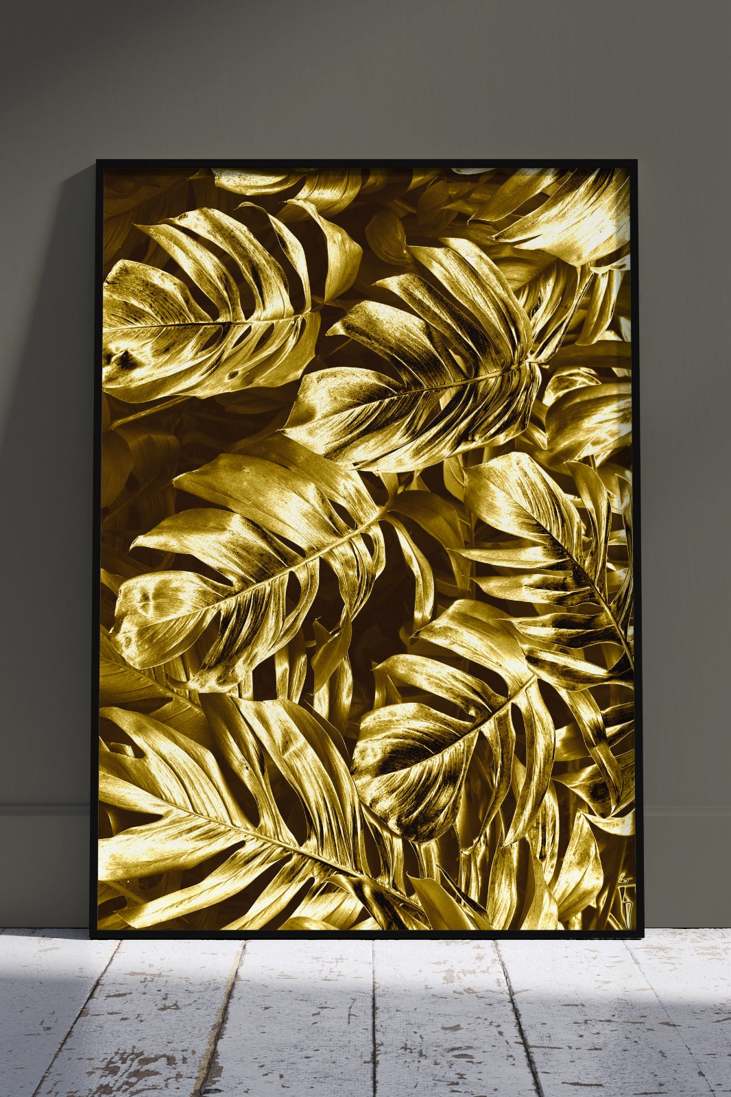 Golden Leaves poster | Black & Gold Poster Wall Art