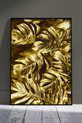 Golden Leaves poster | Black & Gold Poster Wall Art