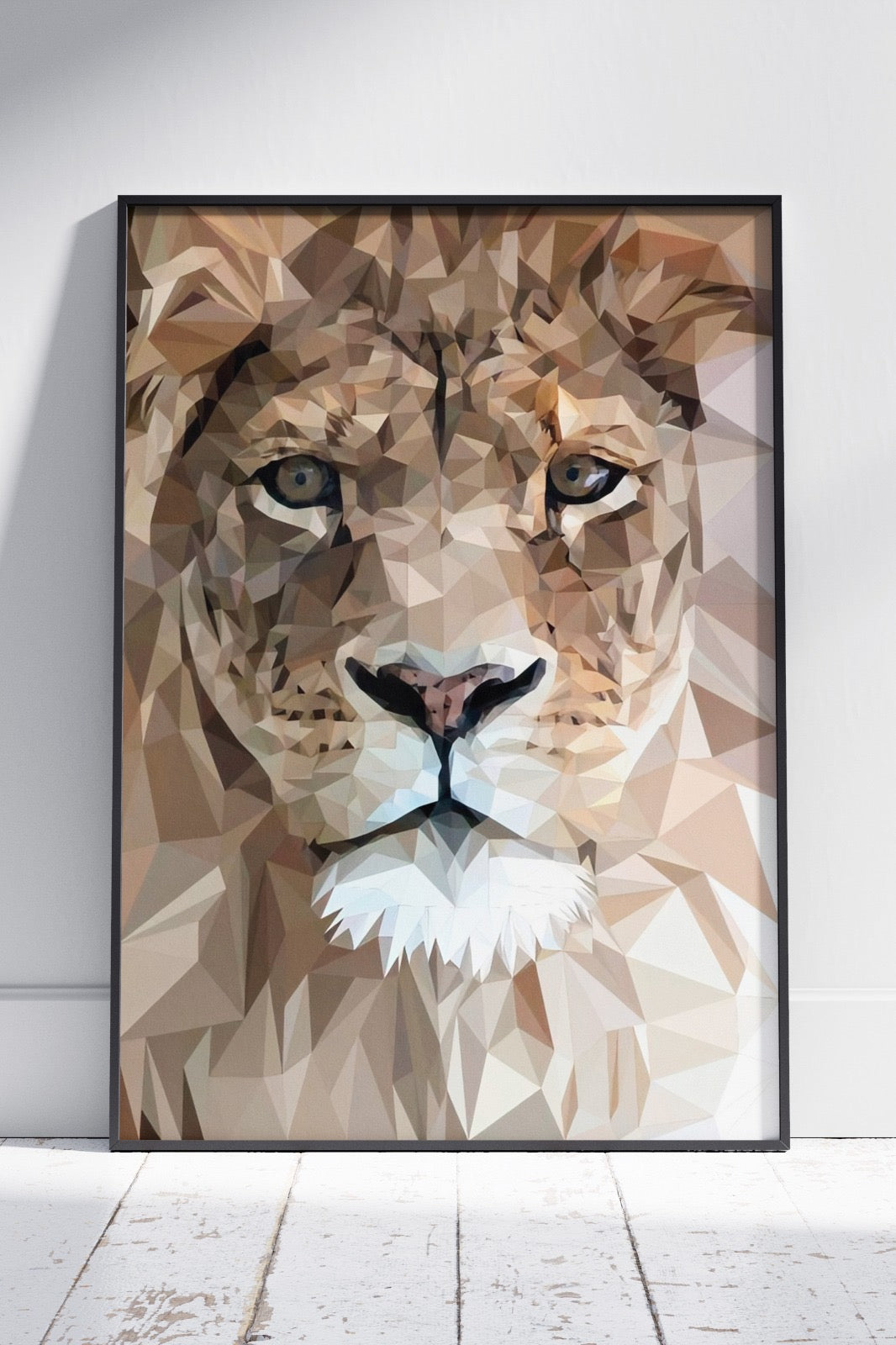 Macro Geometric Lion Face - Helical Prism | Animal Poster Wall Art