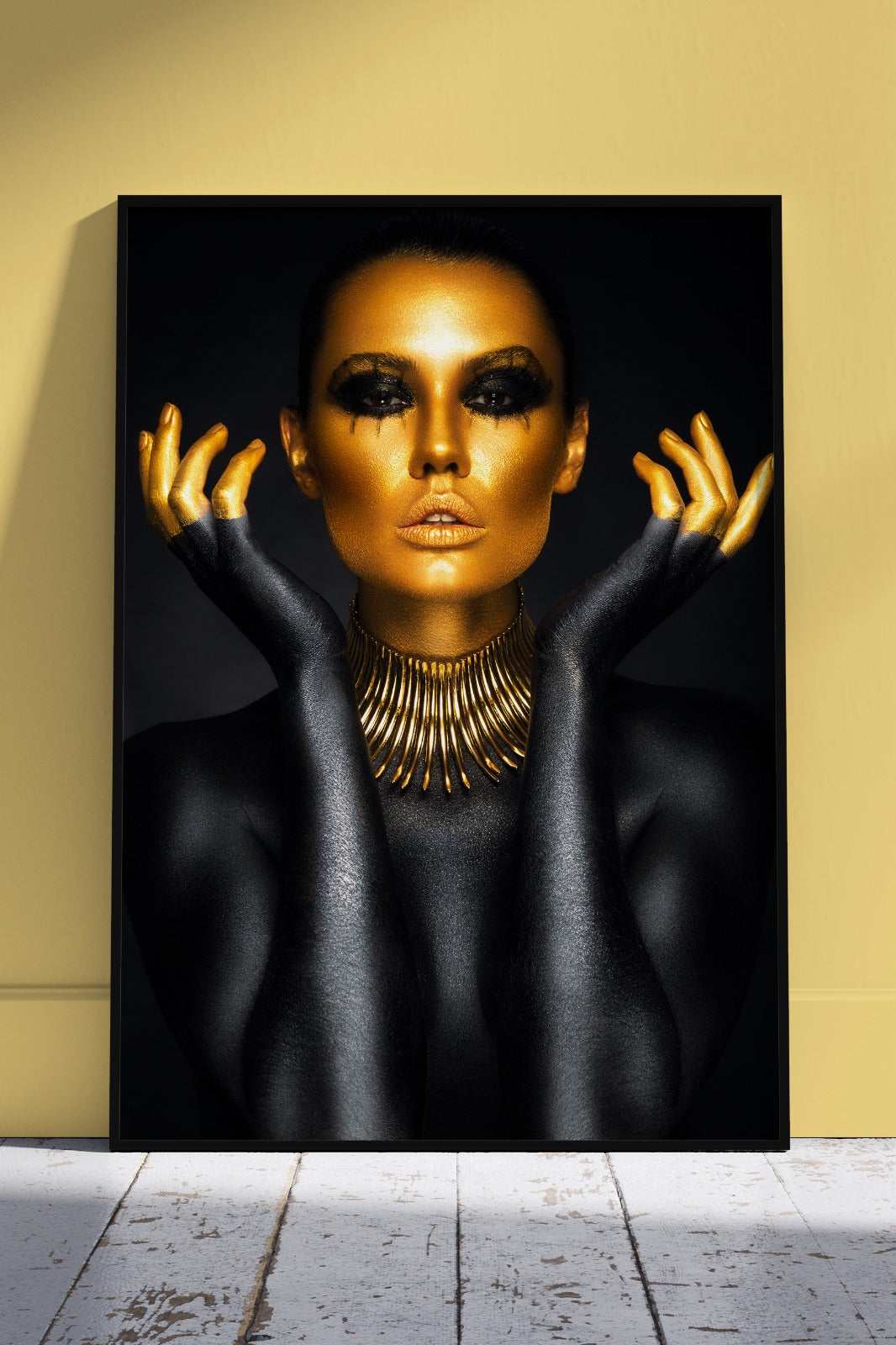 Modern Black Gold Woman Portrait | Black & Gold Poster Wall Art