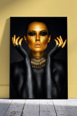 Modern Black Gold Woman Portrait | Black & Gold Poster Wall Art