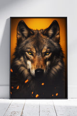 Portrait Of A Wolf On A Black Background | Animal Poster Wall Art
