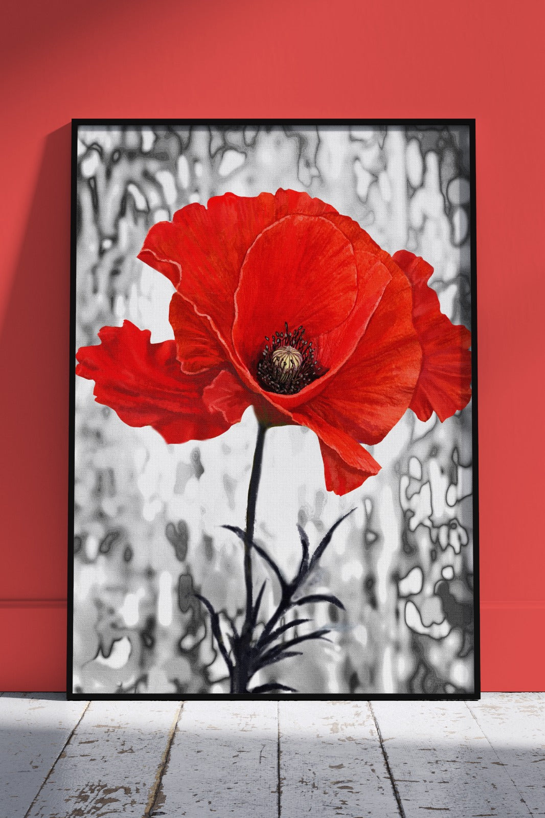 Cheap Modern Abstract Art Red Poppy Flower | Floral Poster Wall Art