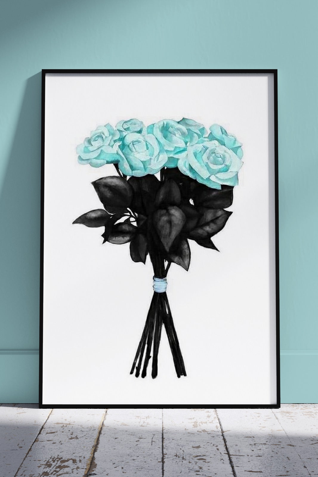Blush Aqua Color Eternity Roses | Floral Poster Wall Art