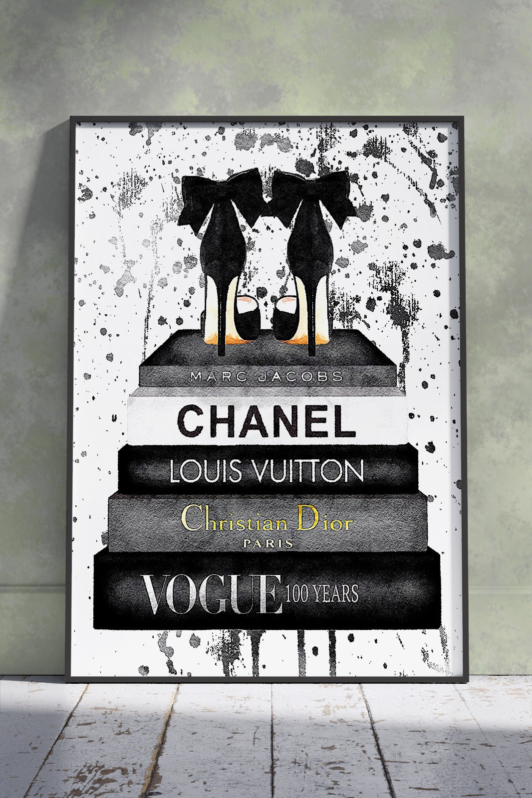 Stupell Industries Glam Fashion Book Stack Grey | Girlish Poster Wall Art