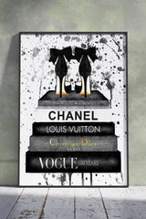 Stupell Industries Glam Fashion Book Stack Grey | Girlish Poster Wall Art