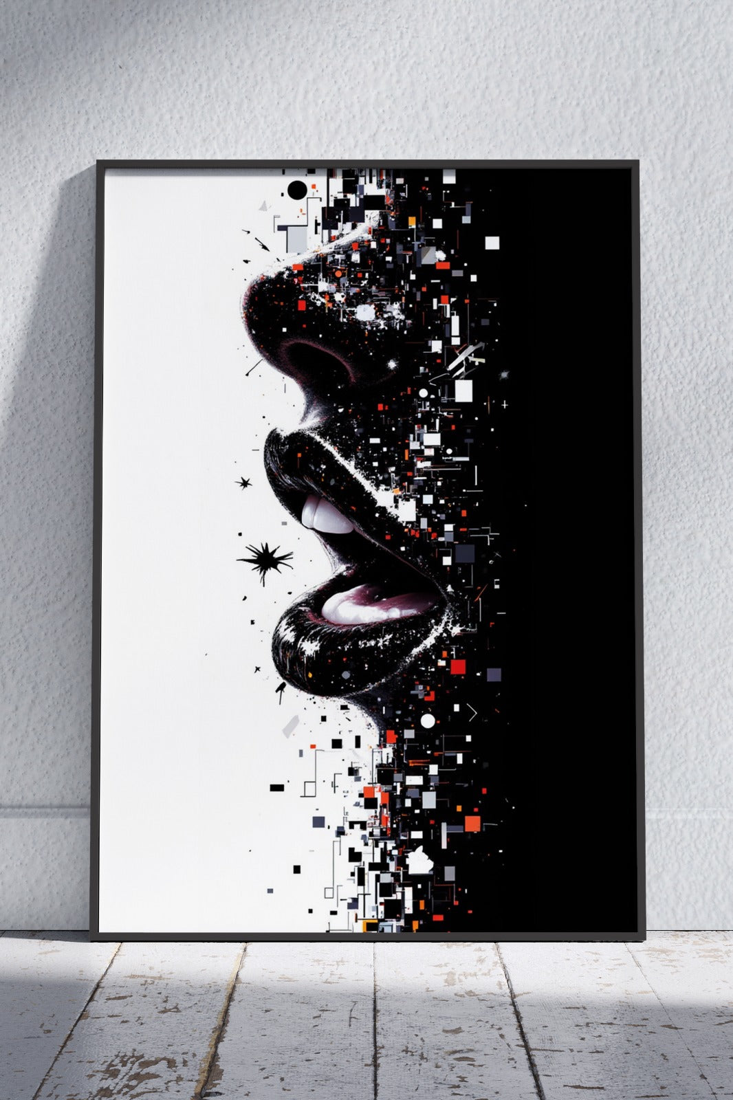 A close up of a woman's face with a pixel effect | Girlish Poster Wall Art