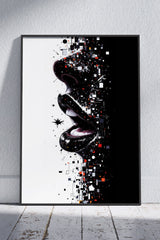 A close up of a woman's face with a pixel effect | Girlish Poster Wall Art