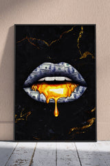 Money Talks Gold Dripping Lips | Girlish Poster Wall Art